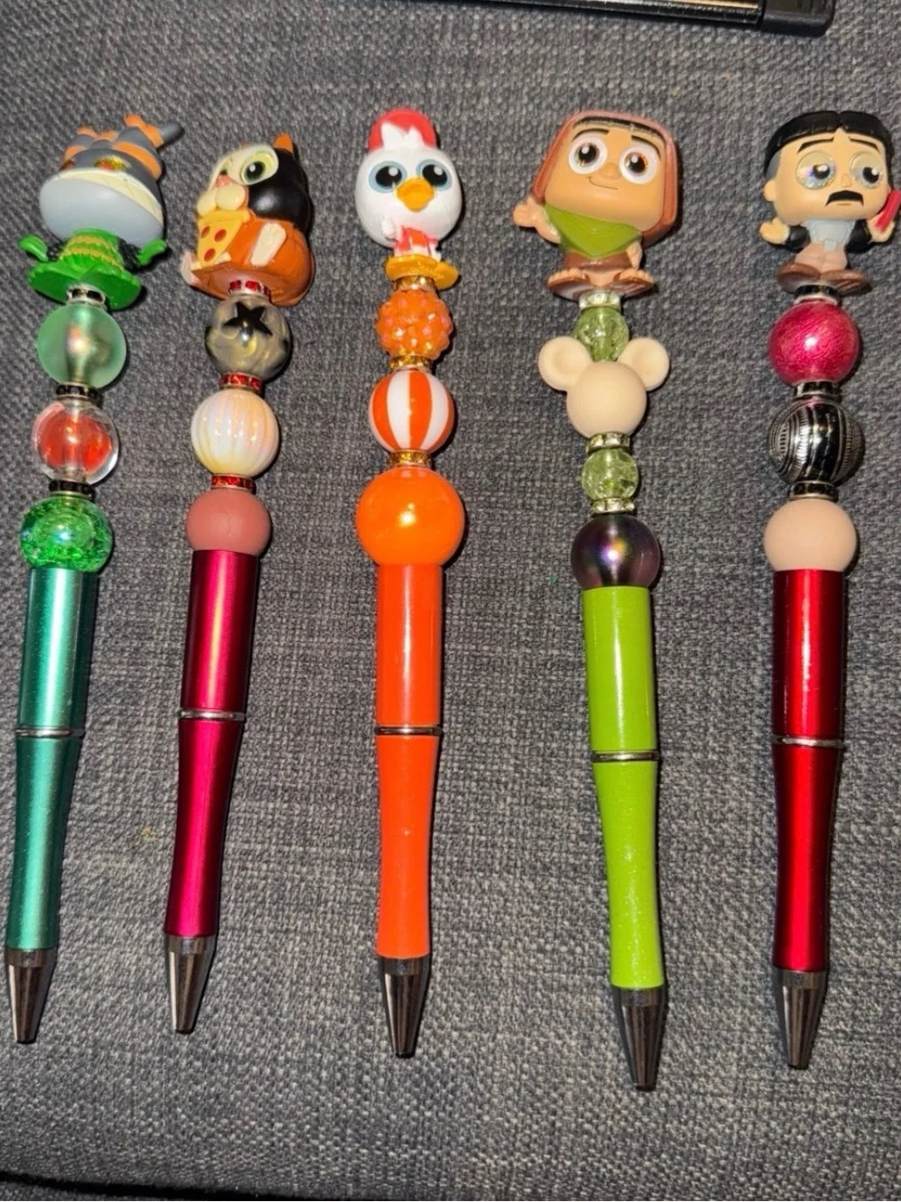 Kids Decorative Character Bead Pen - Orange, Green, Pink Options